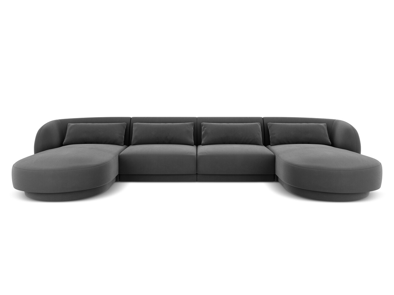 Coltar panoramic 5 locuri, Tulum, Cosmopolitan Design, 330x156x70 cm, catifea, gri - imagine 6